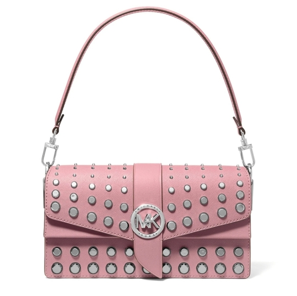 ✨️🩷 Michael Kors Greenwich Medium royal pink stud Convertible Shoulder bag ✨️🩷 - Picture 3 of 9